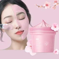 Japão Sakura Lama Máscara Facial, Reduzir Rugas, Pacotes Faciais Noturnos, Cravo Limpo, Poros Manchando Máscara de Lama, Cuidados Com A Pele, 100g