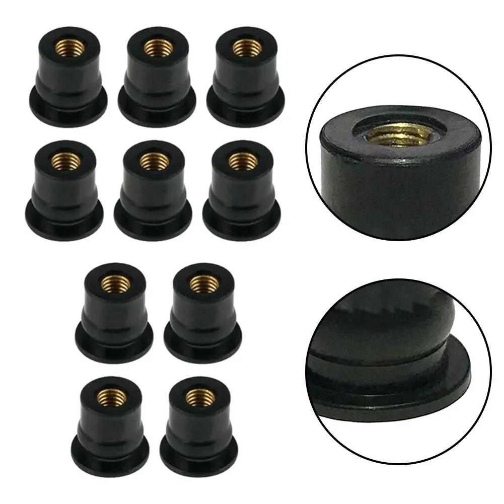 10PCS Motorcycle M6 Rubber Well Nuts Windscreen Fairing Moto Cycles Screws Bolts Accessories Damper Panel Mounting 6mm