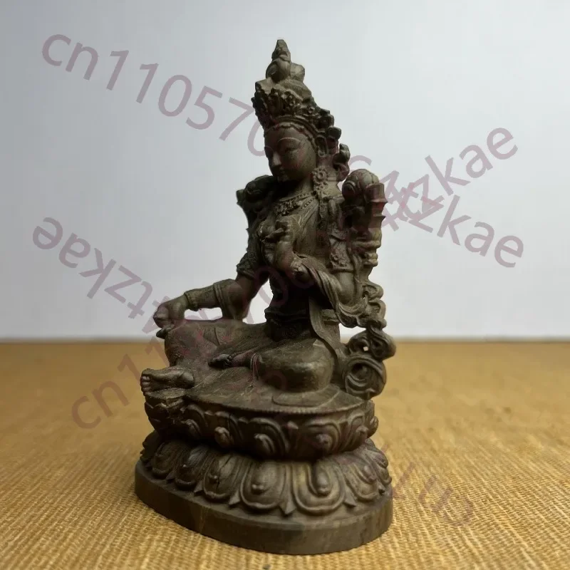 Hand-Carved Agarwood Tara Buddha Statue - 4.3