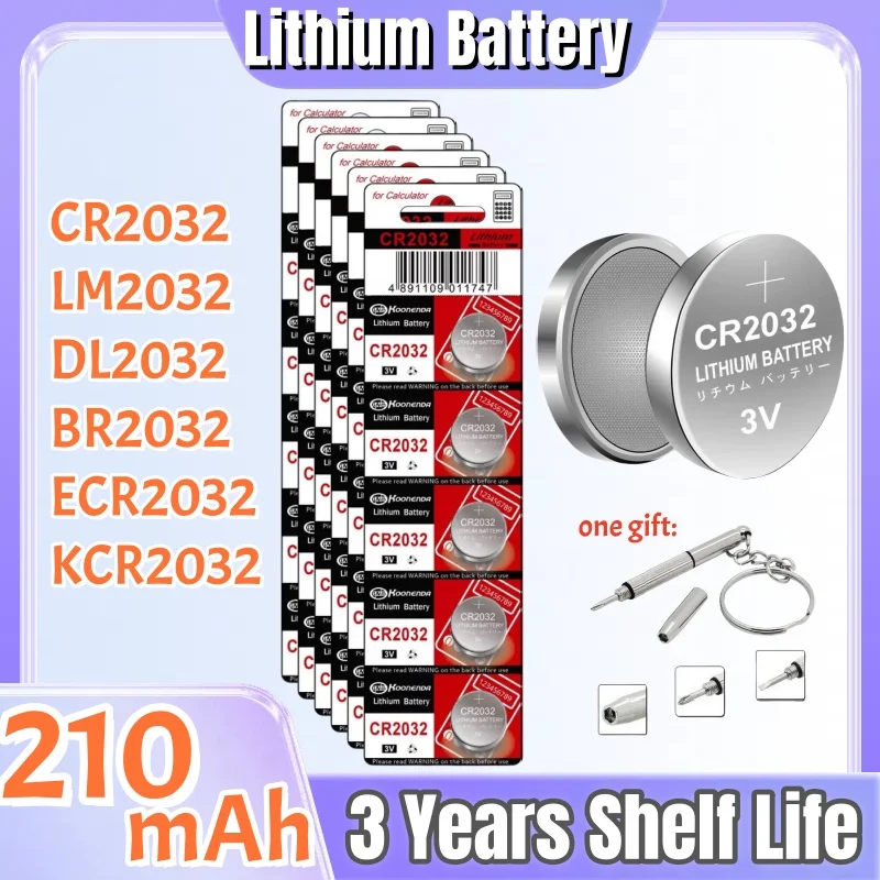 

2-80PCS CR2032 Coin Cells Batteries 3V 210mAh CR 2032 DL2032 BR2032 KL2032 ECR2032 Lithium Button Battery For Watch Remote Key