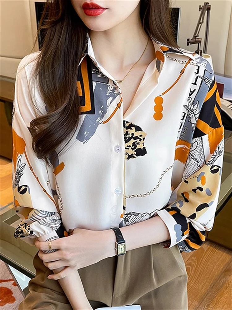 

Chiffon Top Chic Elegant Women'S Buttoned Shirt Turn-Down Collar Spring Women'S Clothing Casual Office Clothes Commute Shirts