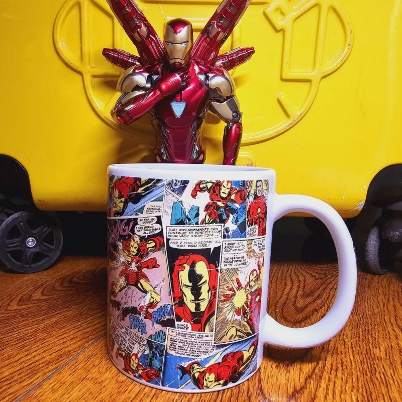 New Marvel Animation Peripheral Ceramic Mug Iron Man Spider-Man Cartoon Comic Mug Creative Trendy Water Cup Birthday Gift