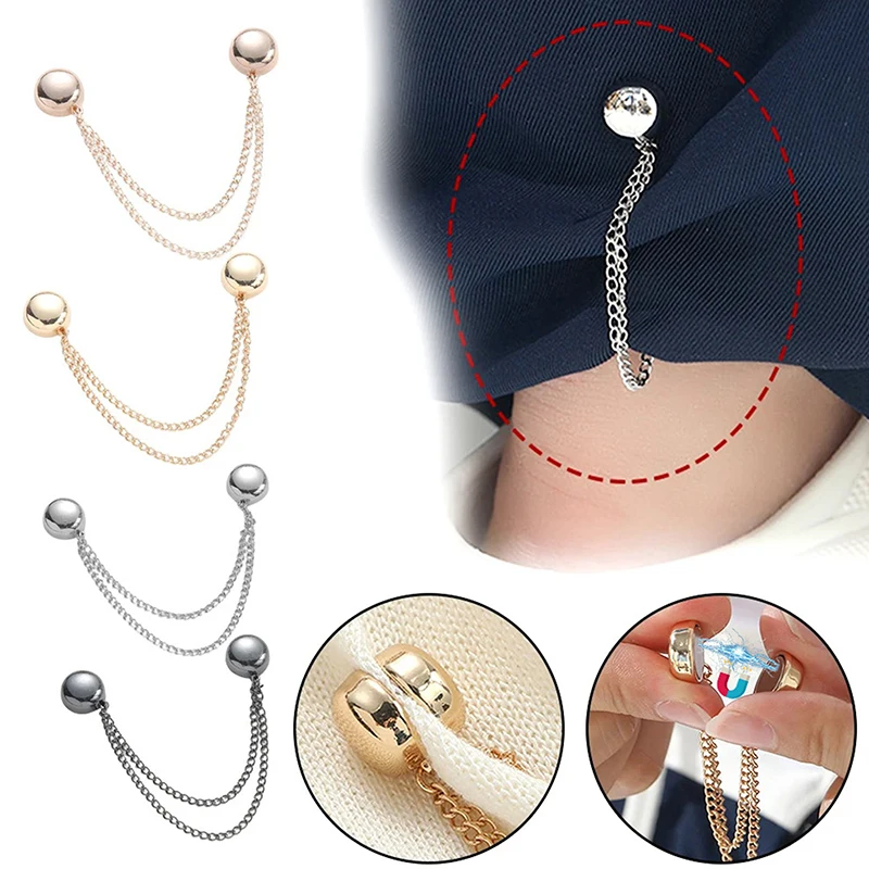 Magnetic Adjustable Trouser Legs Clips For Pants Pin Retractable Fixed Leg Pants Loose Button For Jeans Cardigan