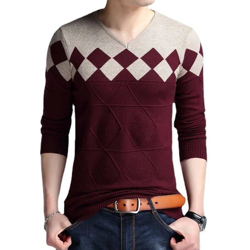 

Mens Clothes Casual Sweater Men Cashmere Wool Men's Sweater Autumn Slim Fit Pullovers Man Argyle Pull Men's Sweaters