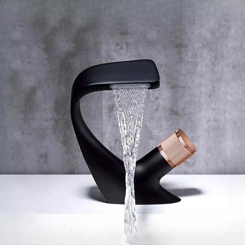 Waterfall Faucet Stainless Steel Hot and Cold Water Faucet G1/2 (20 mm) Thread Wash Basin Faucet High-End Art