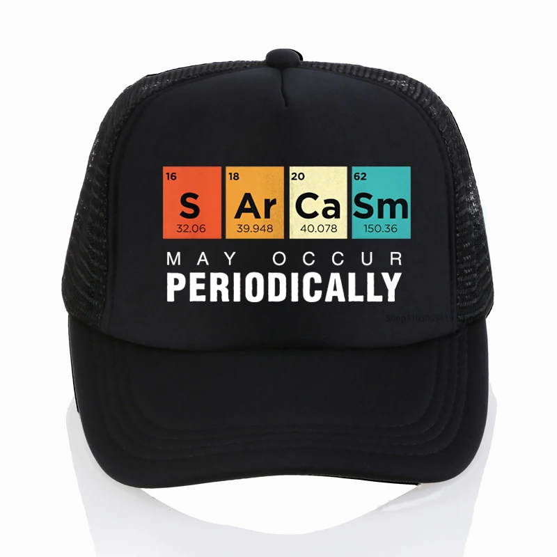 

PERIODICALLY Chemistry Themed mesh baseball cap with A Colorful Periodic Table Pattern Graphic caps fashion Harajuku sun hat