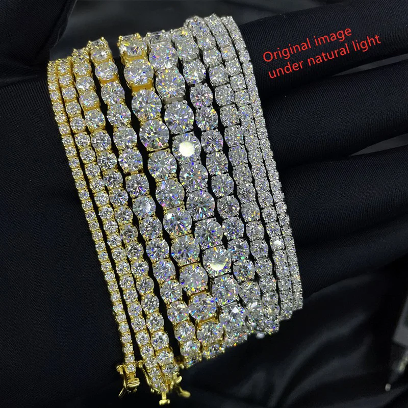 Certified GRA Moissanite Tennis Necklace 3/4/5/6mm Solid 925 Sterling Silver Diamond Tennis Necklaces for Women Man MS035