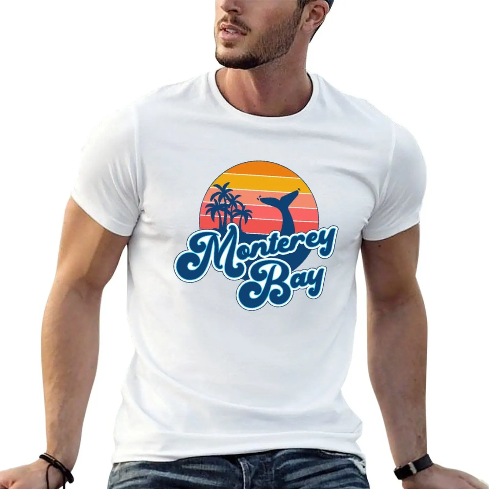 

Surfer Bay Sunset t CA cotton shirt T-Shirt man 70s anime Retro Vintage oversize Monterey California shirts t