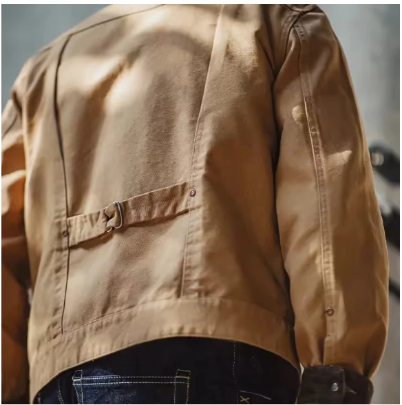 Vintage Heavyweight Canvas Rancher Jackets with Collar Back Paris Button Design Denim Jacket for Men Fall Pocket Outerwear