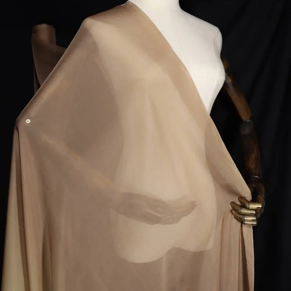 Environment Yellow Pure 100% Ombre Silk Gradient Color Top Quality Breathable Silk Chiffon Fabric for Lady Costume Clothing