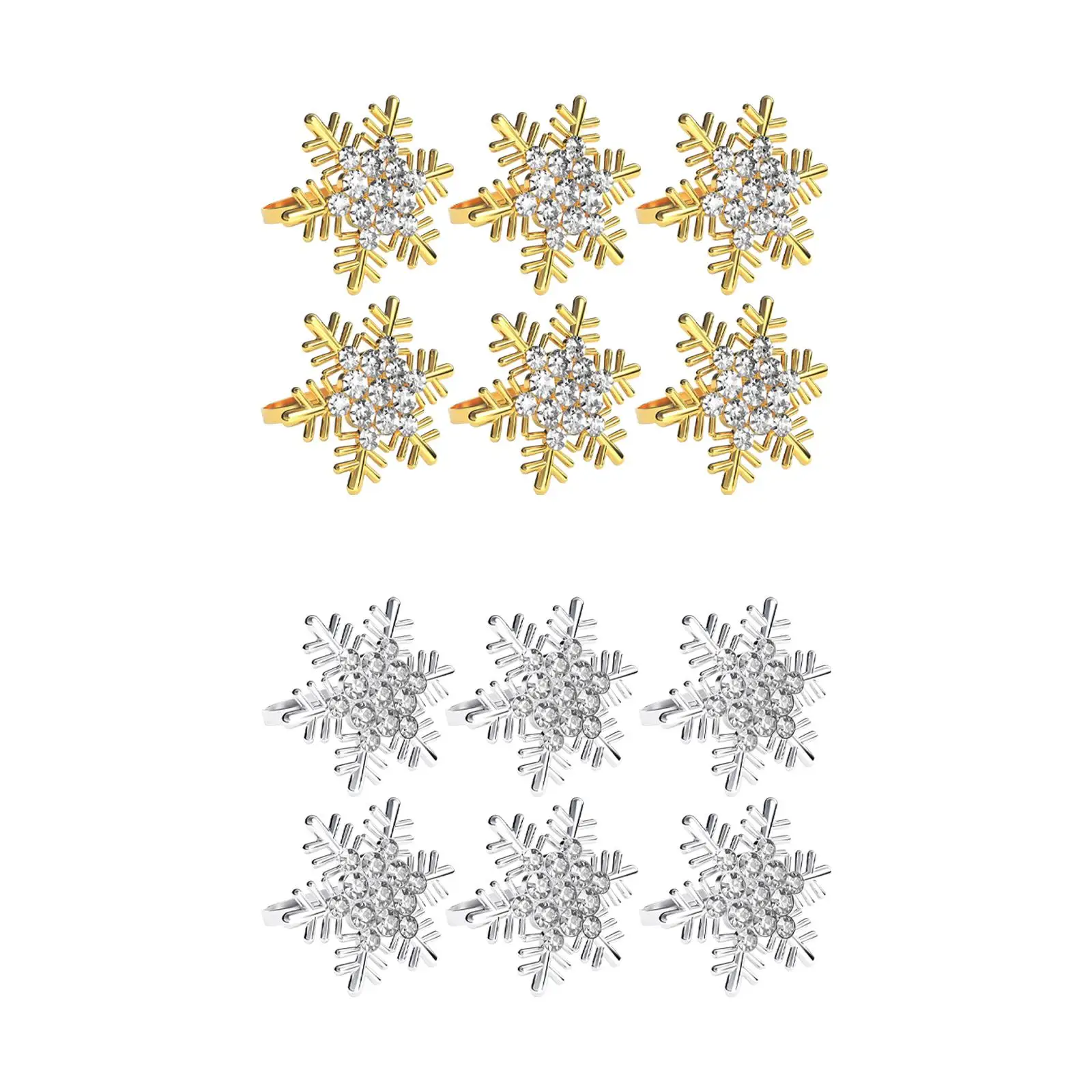 6Pcs Xmas Snowflake Napkin Rings Exquisite for Table Settings Table Birthday