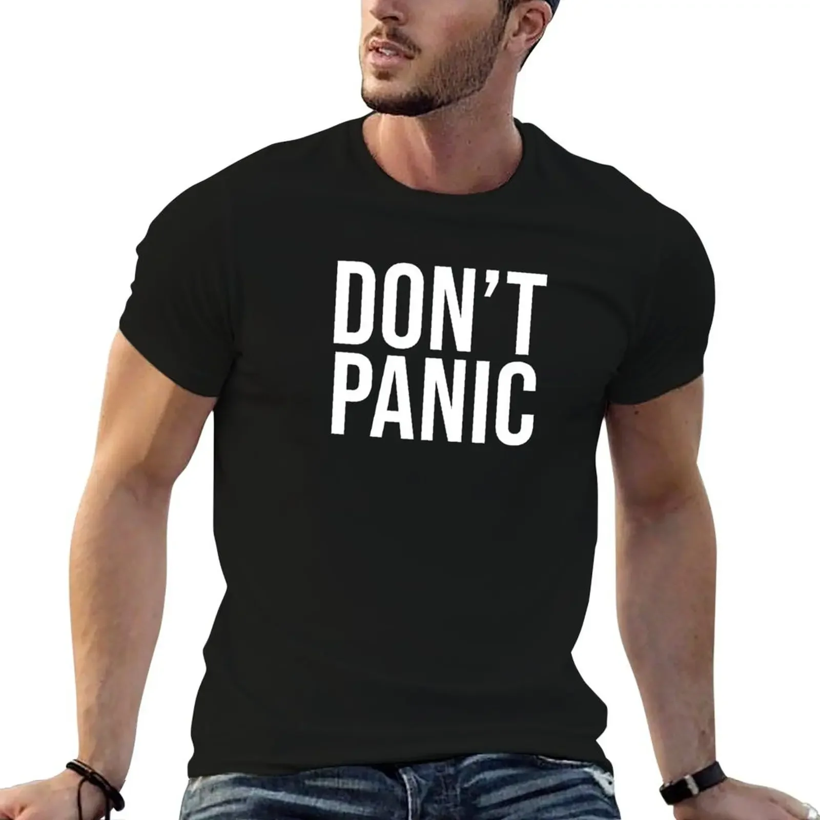 DON'T PANIC T-Shirt oversizeds hippie clothes mens graphic t-shirts hip hop