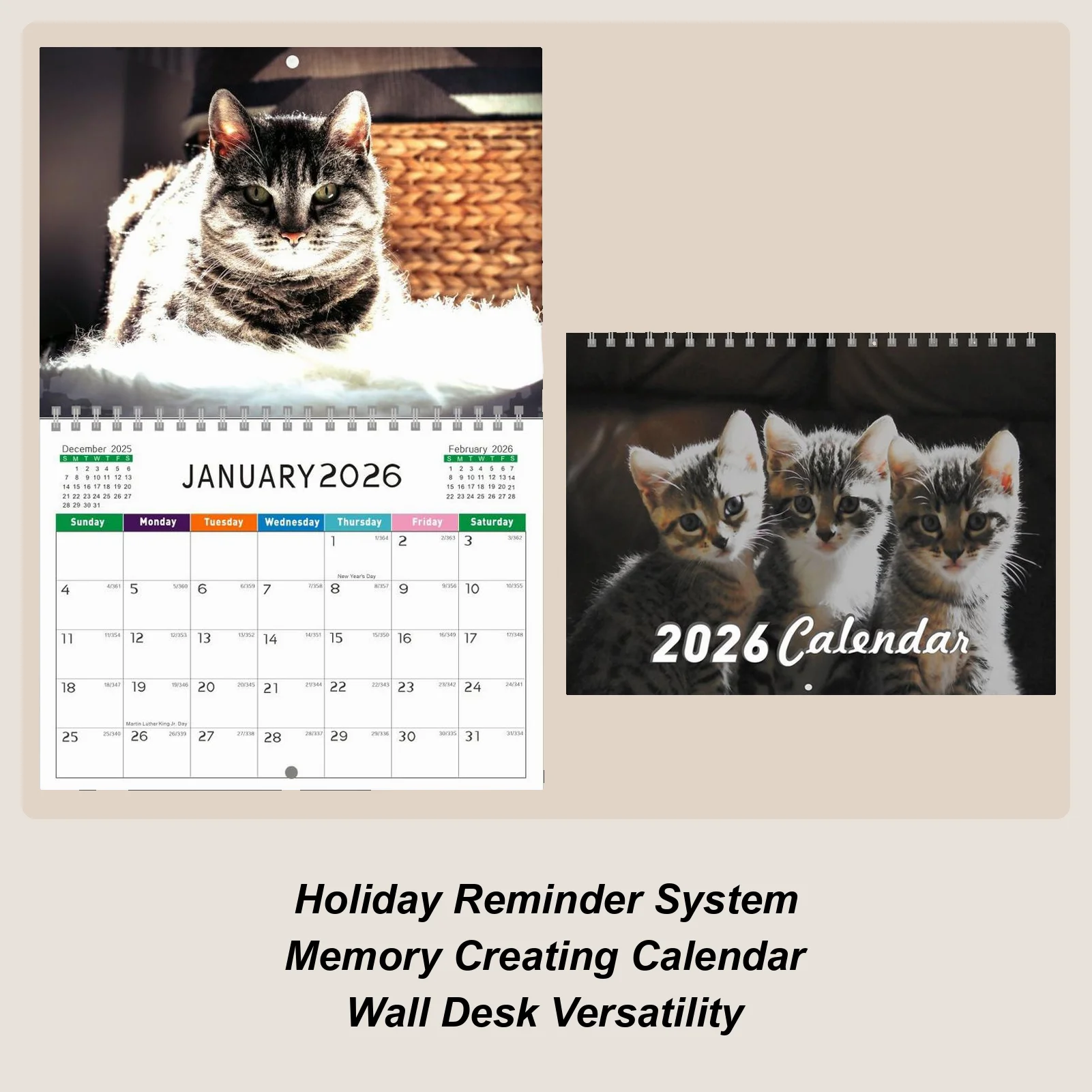 

Cat Wall Calendar 2026 Monthly Planner Cat Calendar 12 Month Planner Thick Paper School Supplies for Organizing Planning Desk