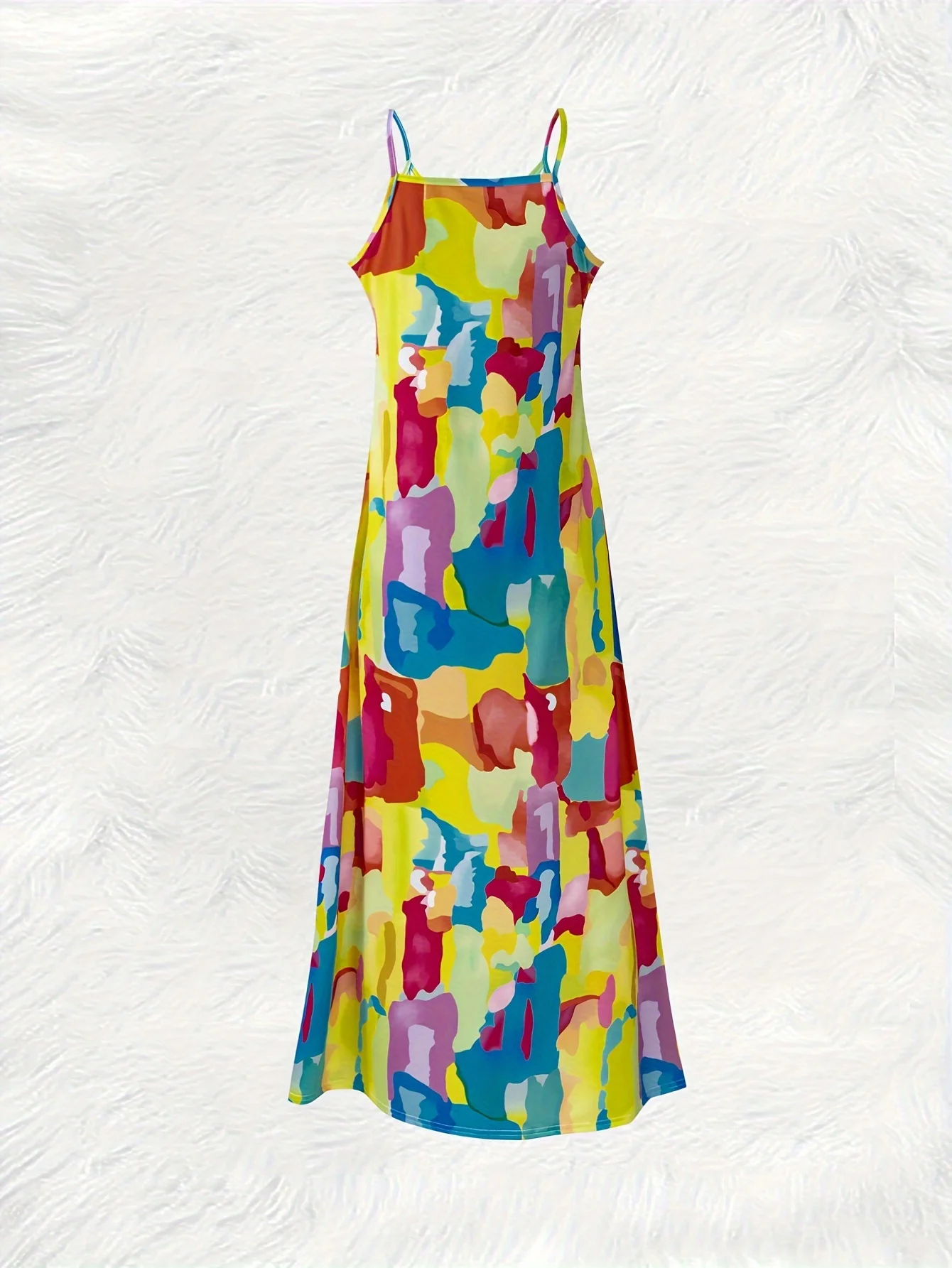 Printed Design casual style Colorful Abstract Shapes Pattern Print women's dress