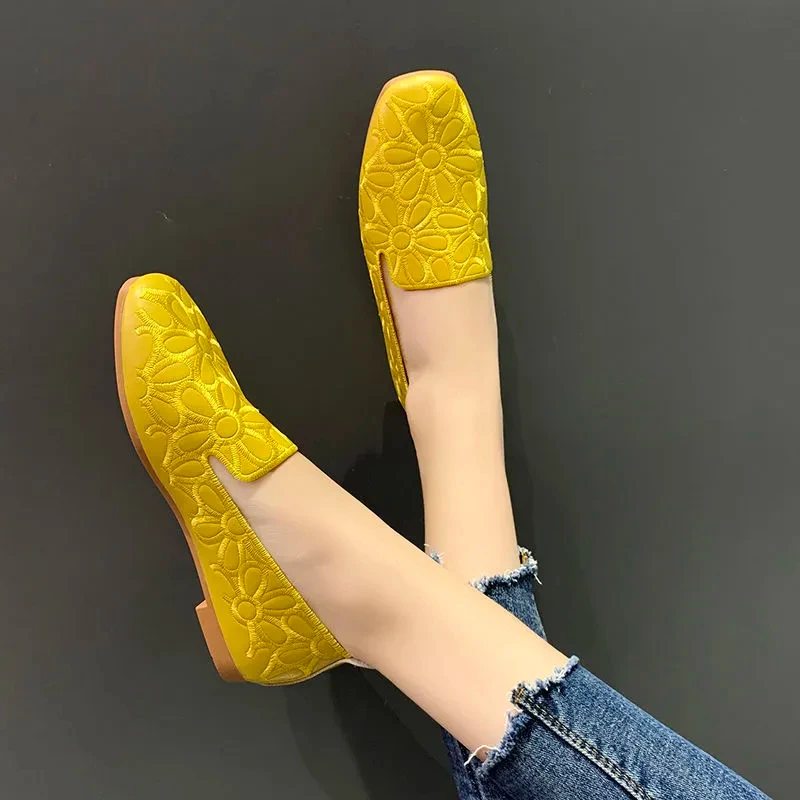 Breathable Flats Female Shoes Summer 2024 New Arrival Leather Flats Woman Moccasin Loafers Casual Mom Shoes Women\'s Ballet Flats