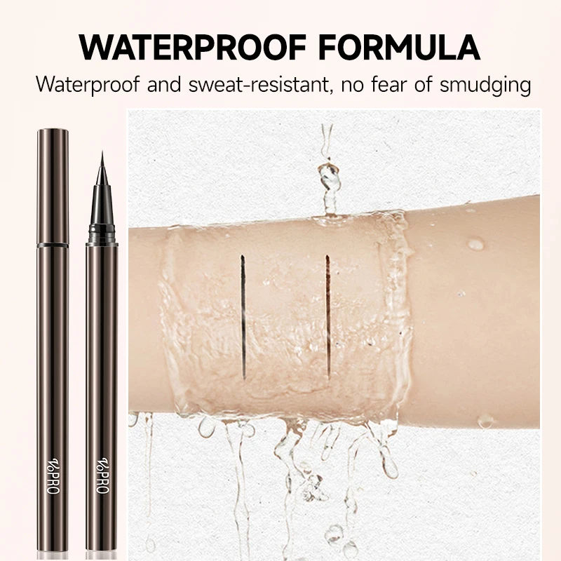 Wodoodporny eyeliner w płynie, długotrwały makijaż, wodoodporny i odporny na pot, odporny na rozmazywanie, szybkoschnący, płynnie się rozprowadza.