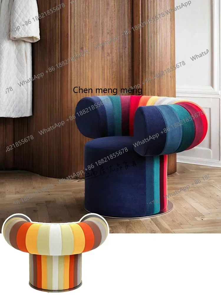 A182 Modern Minimalist Color Fan-Shaped Fabric Leisure Chair Villa Living Room Private House Single Armrest Couch