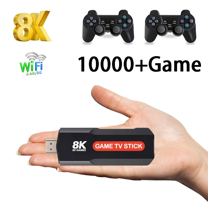 

X2 Video Game Stick Dual System Android 12 HD 8K TV Box WiFi 4G 5G Wireless Controller 10000 Game simulator For G64 GBA FC PK Q9