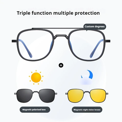 Imagen 2 del producto COHK Metal 3 en 1 nuevo estilo plegable imán Clip en gafas marco tendencia gafas de sol polarizadas hombres gafas ópticas de ordenador UV400