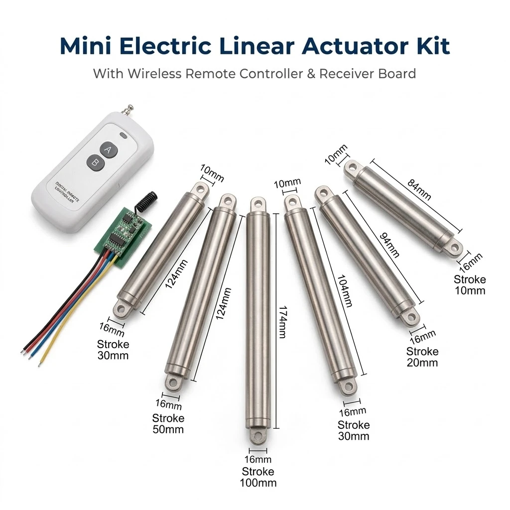 12V Mini Linear Actuator with Remote Controller 16mm 25mm/s 20N Electric Linear Motor