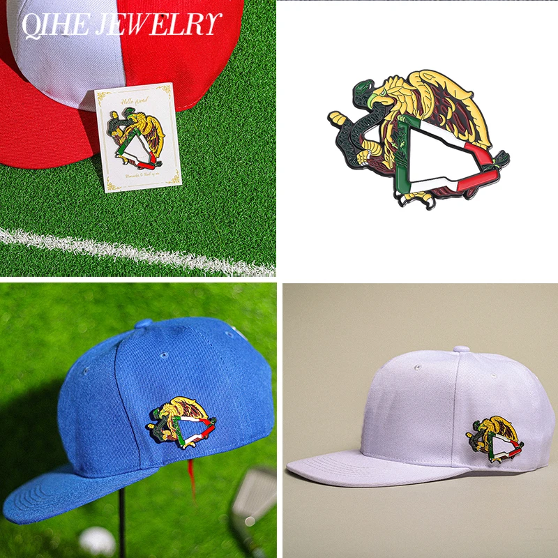 Adler mexikanische Hut Pin Emaille Pin Retro neue lustige Dekoration Hut Abzeichen Baseball Cap Golf Cap Clip Abzeichen Schmuck Zubehör Geschenk