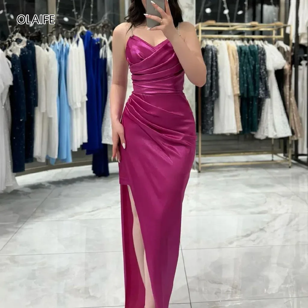 

Fuchsia Elegant Mermaid Evening Dresses 2024 Satin Formal Prom Dress Maxi Dress vestidos de fiesta فساتين للمناسبات الرسمية