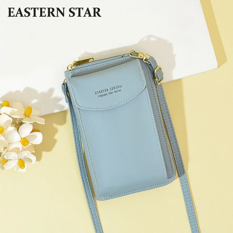 Novo saco móvel feminino sul coreano um ombro crossbody pequeno saco grande capacidade impresso sólida simples mudança carteira