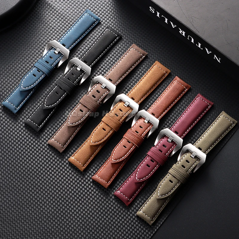 Cinturino per orologio in pelle di vacchetta 18mm 20mm 22mm 24mm cinturino per Panerai per Seiko braccialetto universale morbido sportivo cinturino confortevole