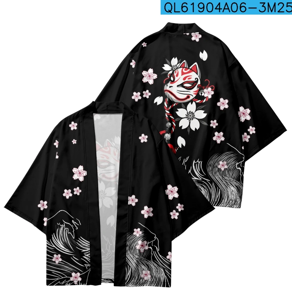 

Plus Size 6XL Japanese Sakura Print Shirt Clothing Women Traditional Haori Kimono Men Streetwear Cardigan Yukata Cosplay