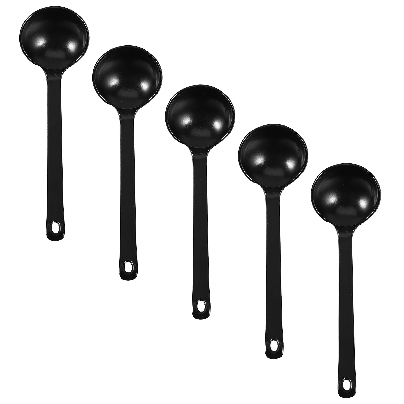 

5Pcs Hot Pot Seasoning Spoon Japanese Style Turtle Shell Texture Spoons Smooth Polished Long Handle for Ramen Soup Mixing Eating