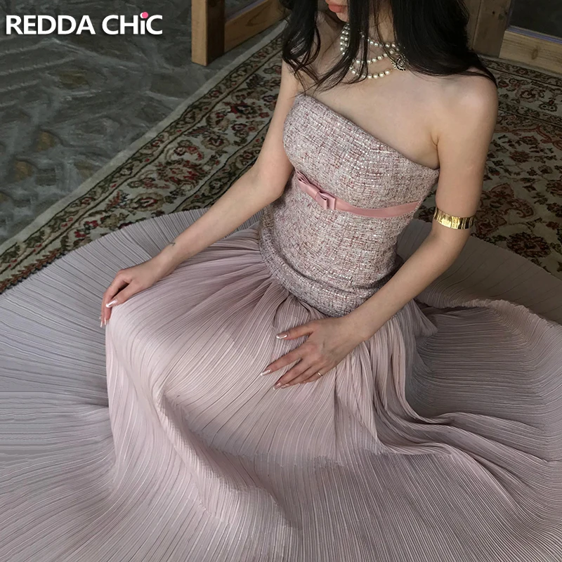 

REDDACHiC твидовое праздничное платье, женское контрастное бандо с бантом, длинное платье принцессы на свадьбу, официальная одежда для гостей, дня рождения