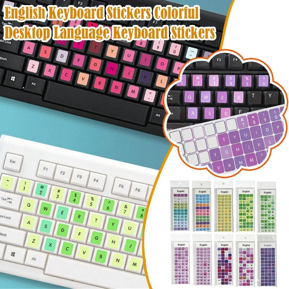 Naklejki na angielską klawiaturę laptopa Naklejki na klawisze w kolorze Macaron Naklejki na komputer stacjonarny Matowa folia naprawcza