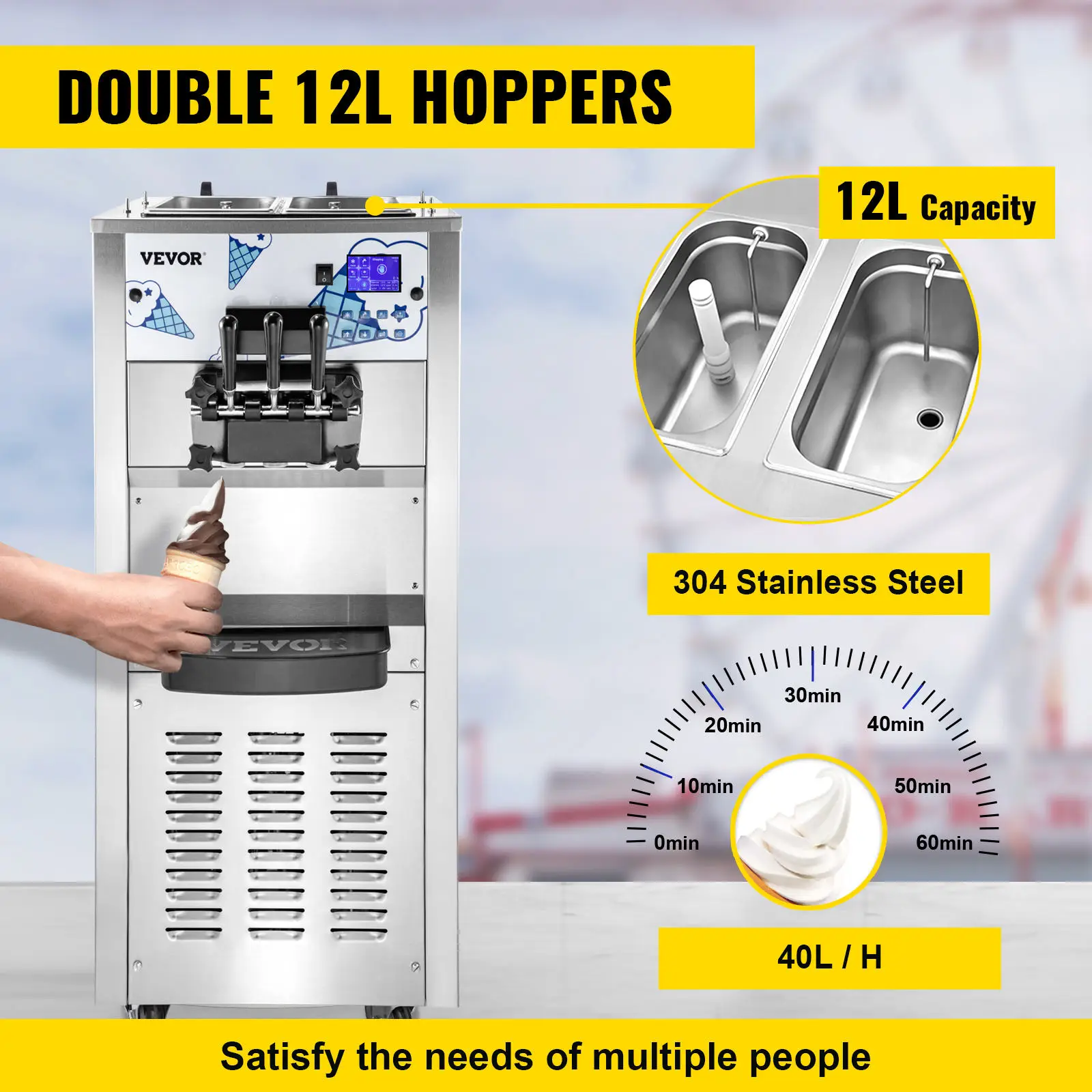 ソフト自動製氷機,3種類のフレーバー,2500W,レストラン,ホテル,スナック用