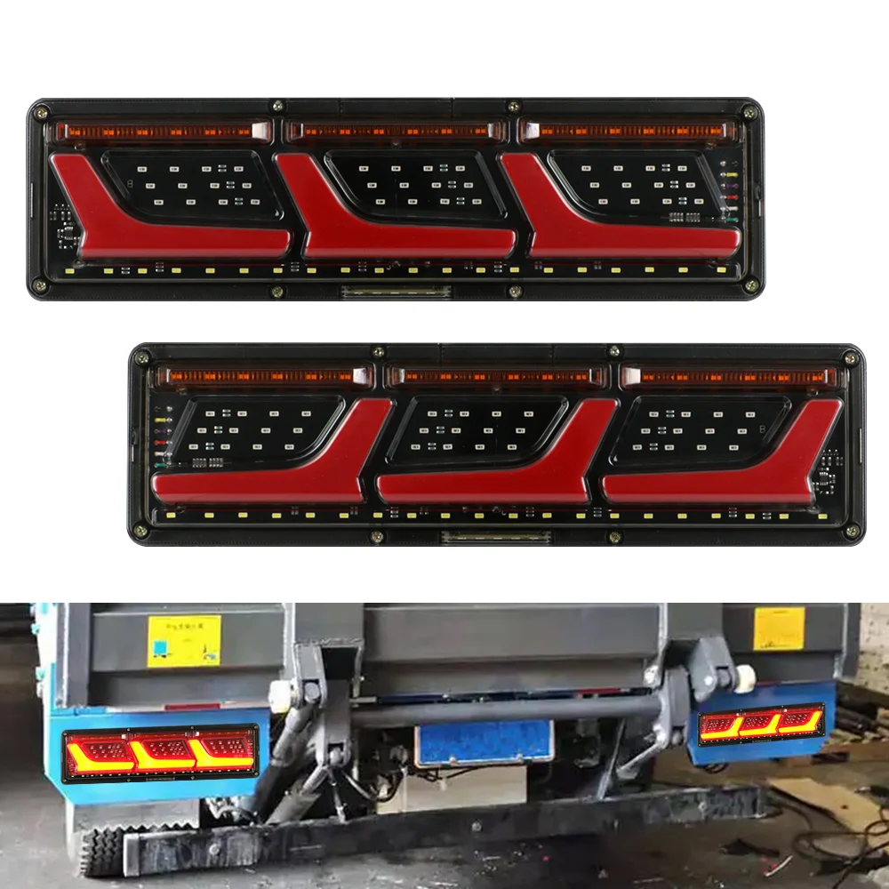 

24V Waterproof Turn Indicators Truck LED Tail Light A Pair Rear Brake Stop Lamp Warning Lights For Trailer Car Truck