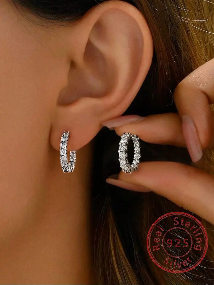 925 Sterling Silver Simplicity Bullhead Circular Zircon Earrings For Women Anniversary Party Fashion High Quality Fine Jewelry