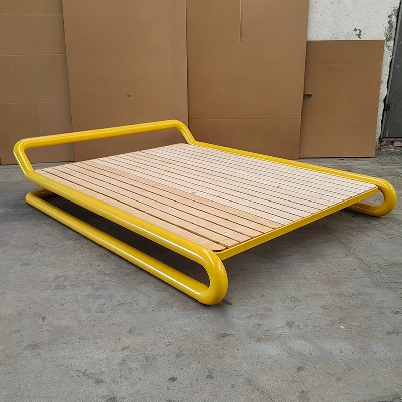 

Simple stainless steel single bed 1.5 meters apartment bedroom furniture modern metal double suspended bed