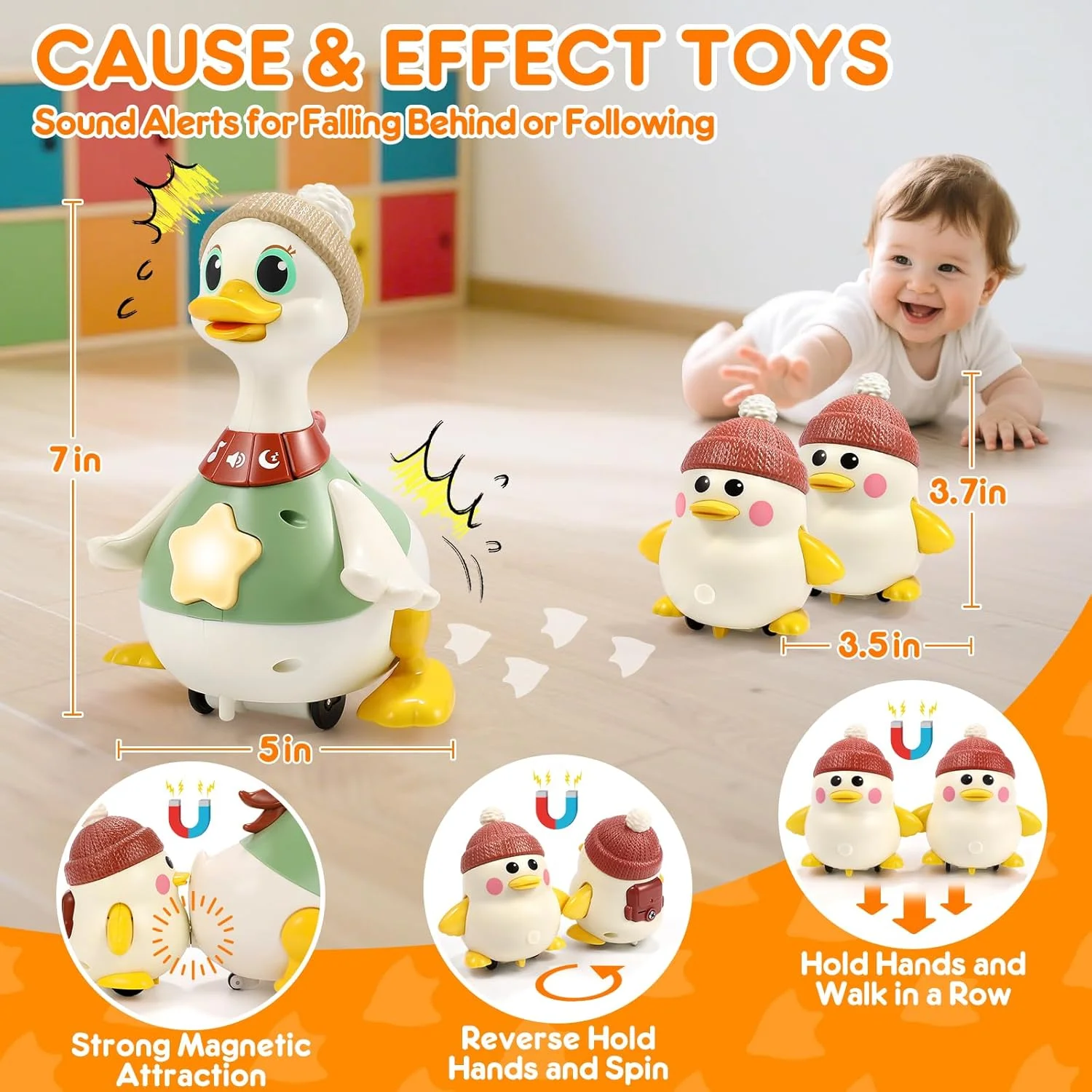 Infant Baby Toys Musical Crawling Duck Toy Early Education Toy Safe and non-toxic for Toddlers Boys Girls