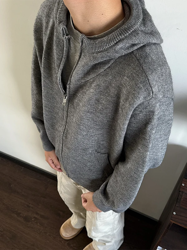 

Американская шляпа в стиле ретро, вязаный свитер, открытый кардиган, свитер, мужской ленивый универсальный топ из полиэфирного волокна, повседневный Sle