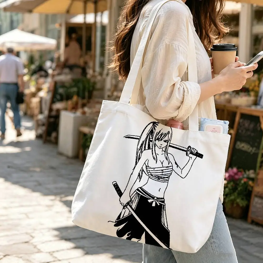 E-Erza Scarlet F-Fairy Tail-S Print Canvas Tote Bag Handbag For Daily School Commute Casual Shoulder Bag