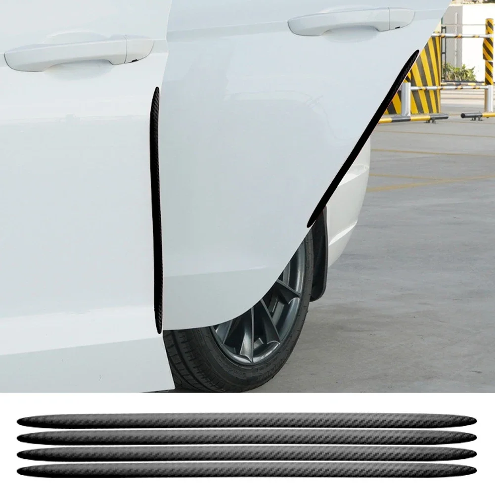 4pcs Carbon Fiber Car Door Edge Protector Strip Anti Collision Sticker Car Bumper Guard Corner Protection Crash Rubber Strips