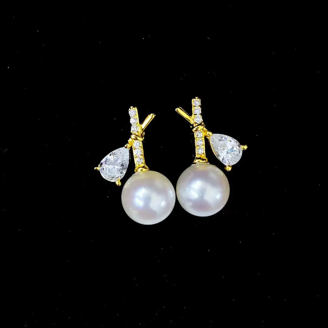 

Wholesale S925 Sterling Silver Earrings Mount Findings Settings Base Mounting Parts Accessory for 7-8mm Pearls 5 pairs/lot