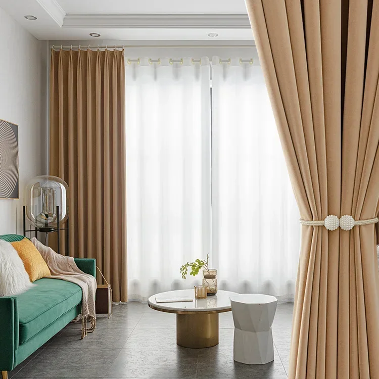 Australian Wool Fleece Blackout Nordic Luxury Thickened Velvet Cloth Curtains for Living Room Bedroom Custom Size