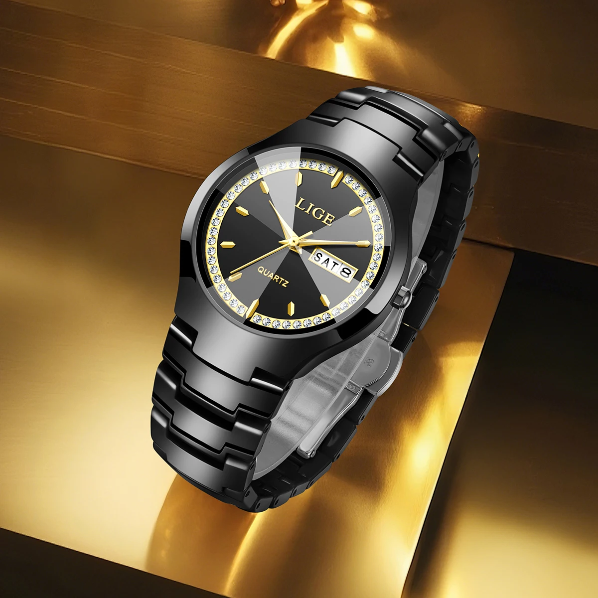 LIGE 2026 Woman Watches Ceramics Simple Waterproof Calendar Week Quartz Watches for Women Elegant Ladies Bracelet for Gifts+BOX