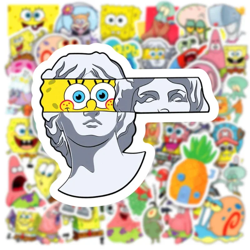 50/60PCS SpongeBob Patrick Star Sticker 3D Avatar Cartoon Anime Cute DIY Graffiti Decals Laptop Car Bike Toy Sticker for Kids