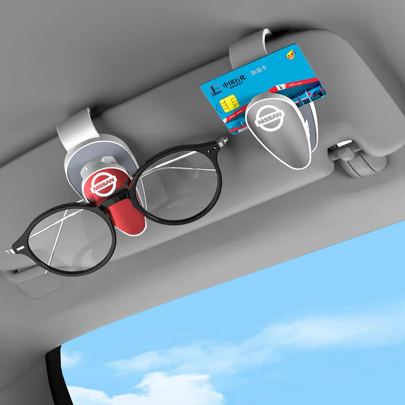 Car Glasses Case Storage Ticket Card Clip Eyeglass Sunglasses Holder For Nissan X-trail Qashqai Note Juke Sentra Patrol Navara