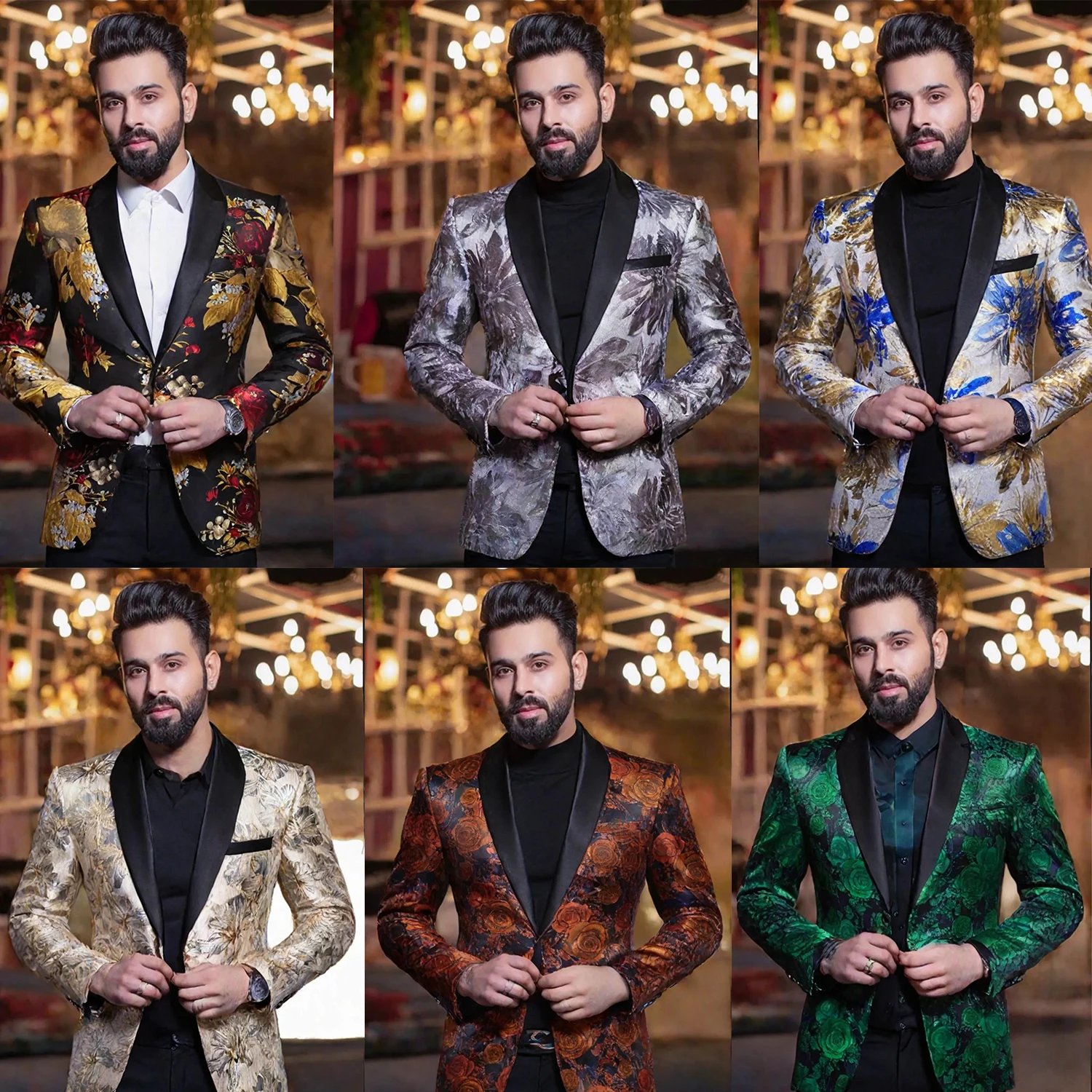 

Men's Formal Floral Banquent Jacqaurd Blazer Only Tops Without Bowtie, Slim Fit Coat for Dinner Work, Meetings and Party Events