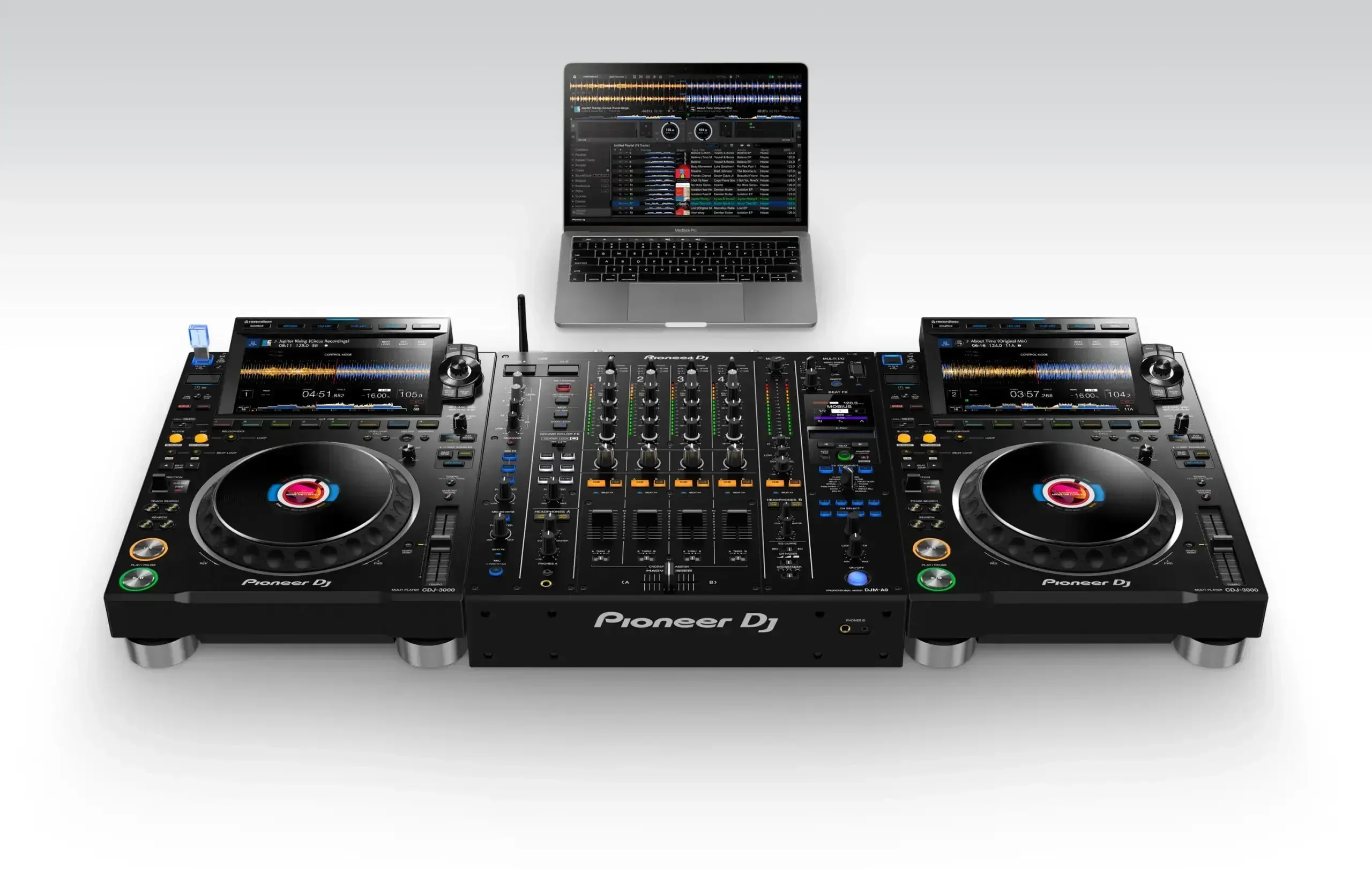 

FAST SHIPMENT ON Pioneer DJ DJM-A9 4-channel DJ Mixer with Effects and Dual CDJ3000 Media Player Bundle