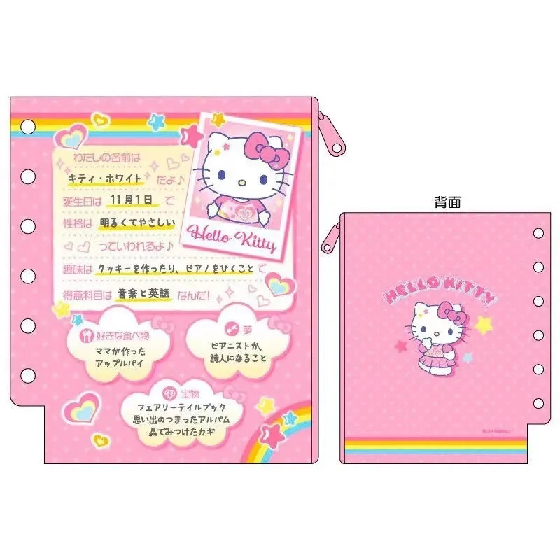 

Cartoon Sanrio Hello Kittys Mini Card Holder Storage Bag Cinnamoroll My Melody Note Paper Notepad Loose-leaf Card Holder