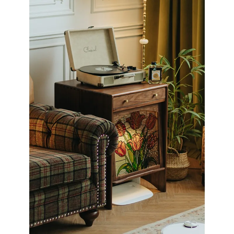 Sweeper Robot Cabinet Stone Narwal Keworth Search Storage Cabinet Black Walnut Side Cabinet Solid Wood