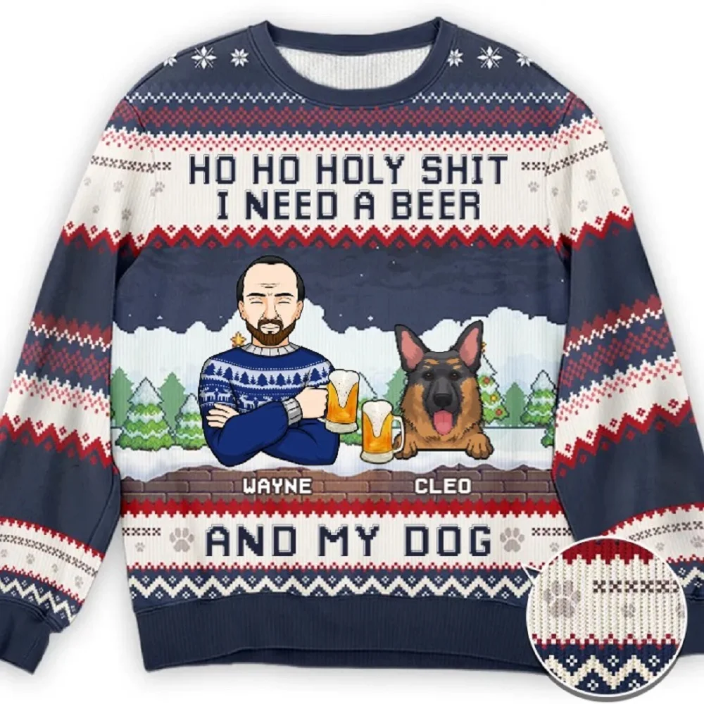 Ugly Christmas Sweater For Men Women Funny Cartoon Santa Claus Graphic Crewneck Sweatshirt Tops New Year Holiday Pullovers